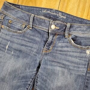 American Eagle Slim Boot Jeans Womens 10 X Long Dark Wash Size Stretch Boot Cut